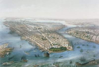 Luftaufnahme von New York und Brooklyn, graviert von T.H. Muller, veröffentlicht von L. Turgis, Paris, 1855 von Simpson